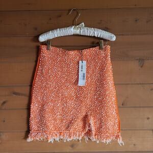 Aviu Orange Knit Mini Skirt Mandarin White NWT IT 42 US 6 Pull On Y2K Retro